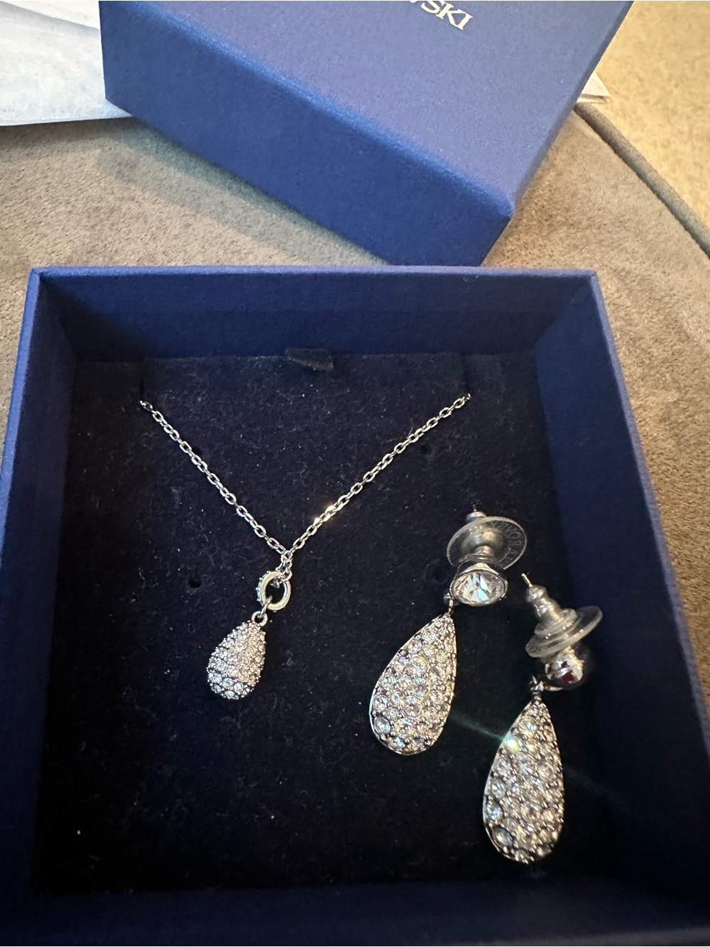 Swarovski Silver Pavé Teardrop Necklace & Earrings Set